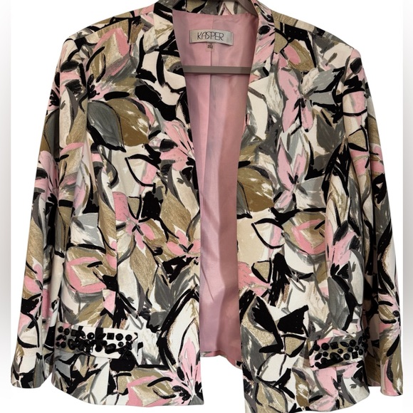 Kasper Women's Floral Blazer - Pink, Black, Tan - Picture 1 of 6